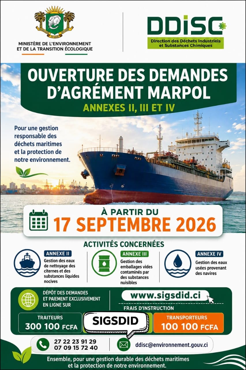 OUVERTURE DES DEMANDES D’AGRÉMENT POUR LA GESTION DES DÉCHETS ISSUS DES NAVIRES